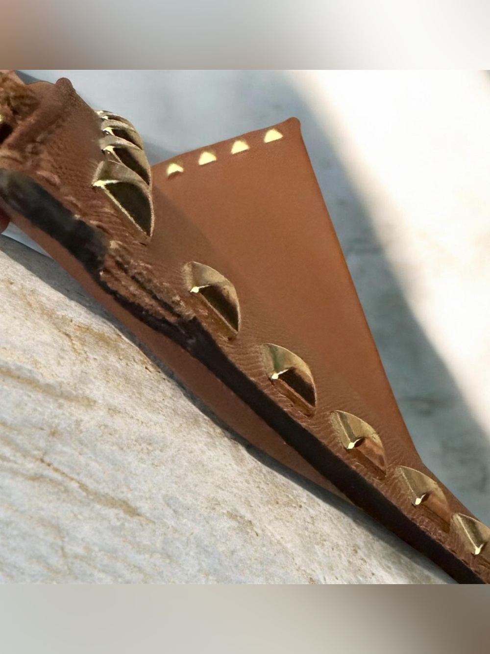 Michael Kors Brown Leather Studded Carry Pouch/ Clutch with Gold Hardware Studs - Picture 3 of 6